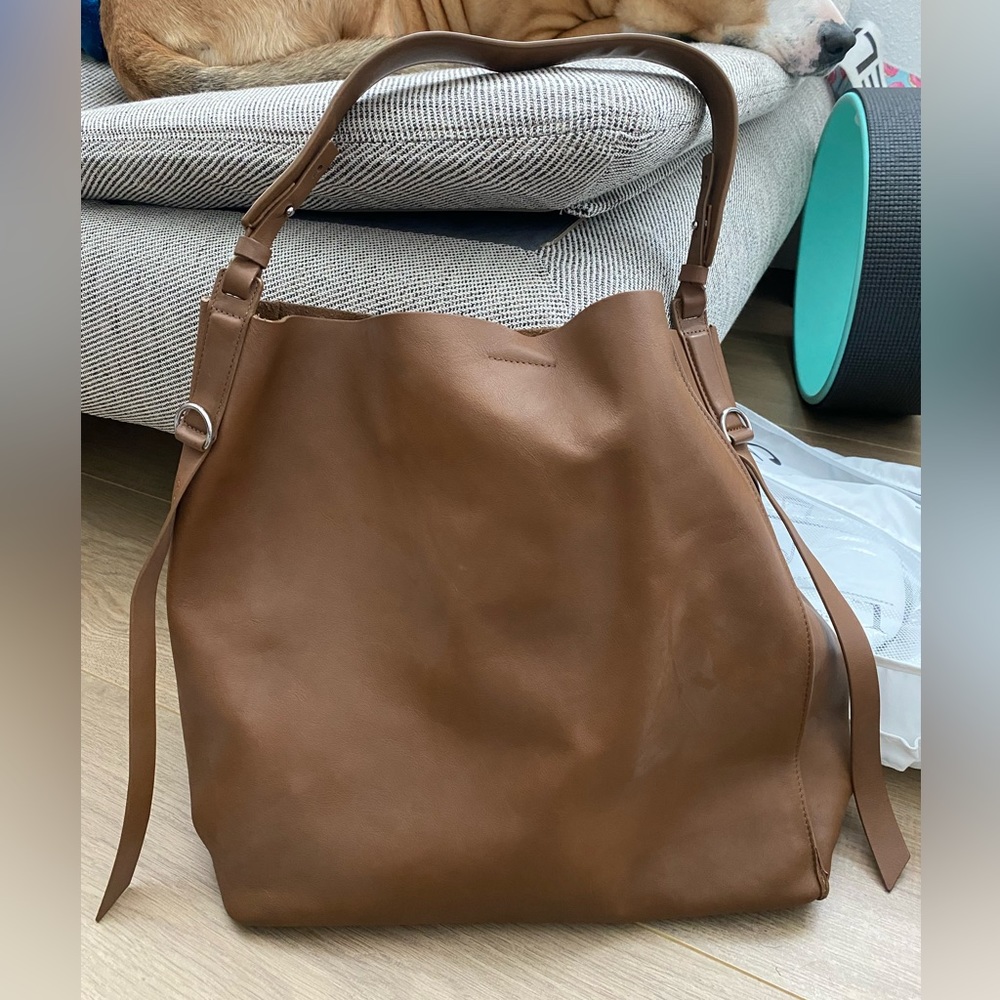 AllSaints large brown leather tote bag